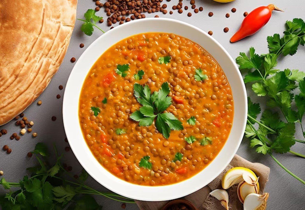 Healthy red lentil curry